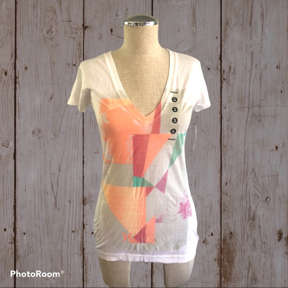 Hurley Women’s Shape Up Vneck graphic T size S NWT